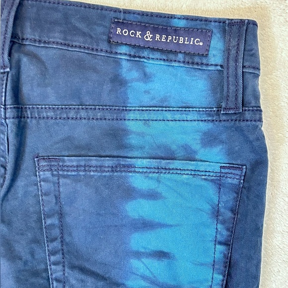 Rock & Republic Berlin Blue Tie Dye Low Rise Skinny Jeans size 2 - Picture 6 of 9